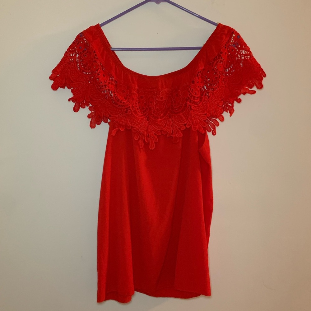 Red Off Shoulders Blouse